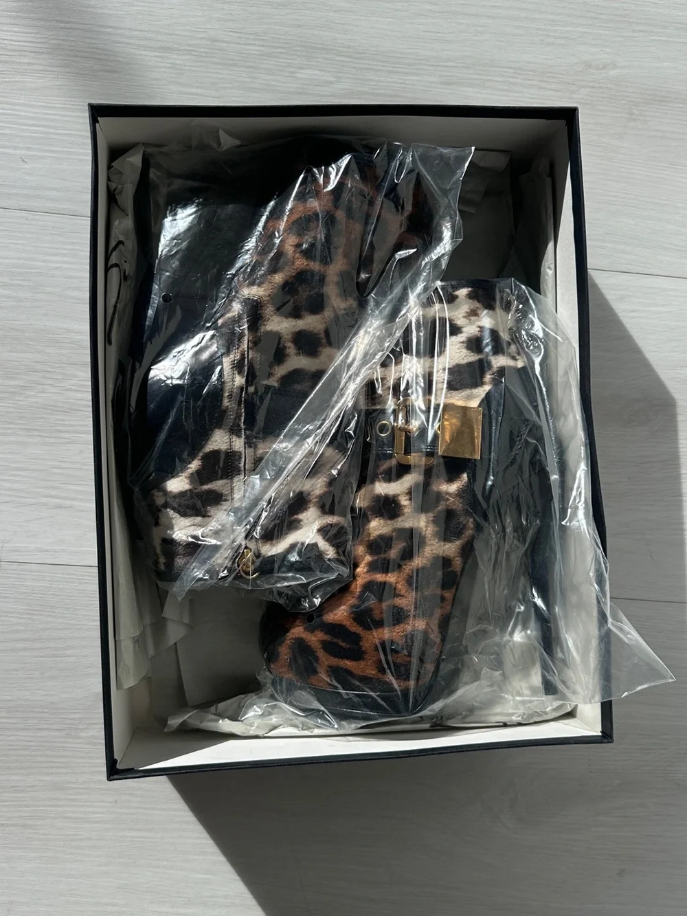 Giuseppe Zanotti Leopard Print Platform Ankle Boots with Gold Buckle